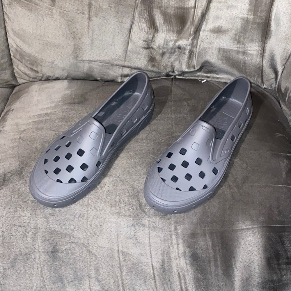 Vans Gray Perforated Slip-On Loafers - Picture 2 of 7